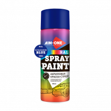 Акриловая Краска-спрей RAL-5002, ультрамариново-синий, AIM-ONE 450 мл. Acryl Spray paint ultram blue