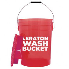 Прозрачное ведро для мойки автомобилей с сепаратором (красное) 20л CARWASH LERATON DETAILING BUCKET WBR