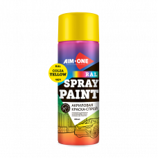Акриловая Краска-спрей RAL-1021, рапсово-желтый, AIM-ONE 450 мл. Acryl Spray paint colza yellow