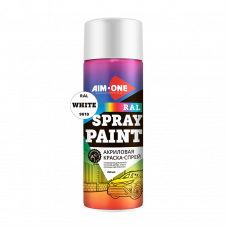 Акриловая Краска-спрей RAL-9010, белый, AIM-ONE 450 мл. Acryl Spray paint white