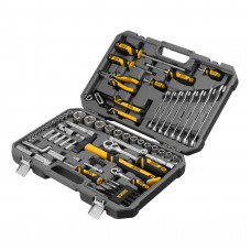 Набор инструментов, 1/2", 1/4", CrV, S2, пластиковый кейс, 84 предмета Denzel