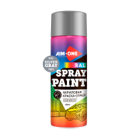 Акриловая Краска-спрей RAl-7001, серебристо-серый, AIM-ONE 450 мл. Acryl Spray paint silver gray