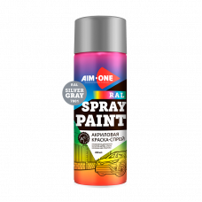 Акриловая Краска-спрей RAl-7001, серебристо-серый, AIM-ONE 450 мл. Acryl Spray paint silver gray
