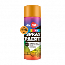 Акриловая Краска-спрей RAL-1028, дынно-желтый AIM-ONE 450 мл. Acryl Spray paint melon yellow
