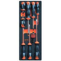 CUSTOR PRO-2-2 Набор отверток  (SL6.5x150,SL5.5x125,SL4.0x100,SL6.5x25,PH2x100,PH1x80,PH0x60, PH2x25, мини отвертка с насадками), 11 предметов в ложементе VCS1/4