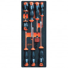 CUSTOR PRO-2-2 Набор отверток  (SL6.5x150,SL5.5x125,SL4.0x100,SL6.5x25,PH2x100,PH1x80,PH0x60, PH2x25, мини отвертка с насадками), 11 предметов в ложементе VCS1/4